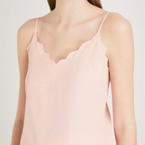New MAJE Lunia 100% Scalloped Silk-Crepe Pale Pink Cami Top NWT Size 8 US/Large - Picture 3 of 13